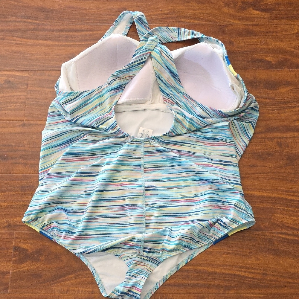 Lands' End Colorful Striped Swimsuit - Picture 2 of 5